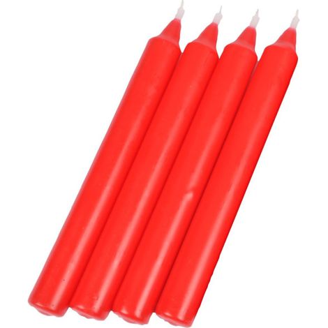Lot de 4 Bougies Chandelier "Essentiel" 19cm Rouge (1/2)