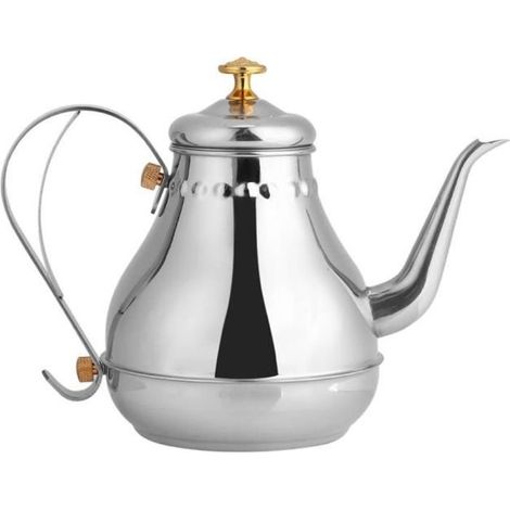 1,2-Liter-Teekanne, Kaffeemaschine – Teekessel aus poliertem Edelstahl mit Teesieb, Teefilter und Teekanne mit Deckel (1/4)