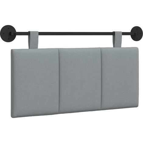 Hanging Headboard Light Grey Fabric vidaXL
