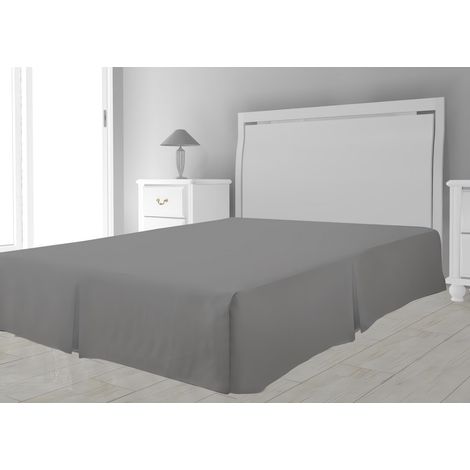 Soleil D Ocre – Cache sommier microfibre 140x190 cm gris – 100% polyester – Recouvre entièrement le sommier – Hauteur volant 30 cm