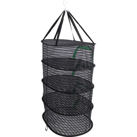 Égouttoir suspendu en filet avec fermeture éclair, en polyester respirant et pliable, pour poissons, légumes, fruits et pétales, 4 niveaux (1/5)