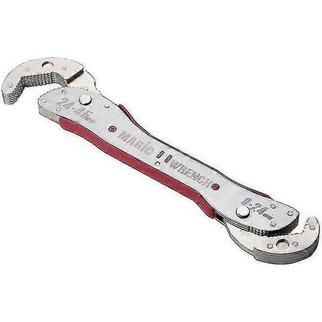 Clé multifonction universelle avec cliquet automatique, molette réglable (9–45 mm), argentée, monobloc (1/3)