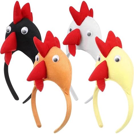 4PCS Bandeau de tête de poule, bandeaux de coq de Pâques, serre-têtes en forme d'animal, peluche, serre-tête en forme de poule pour animaux, pour costume de déguisement d'animal, accessoires (1/4)