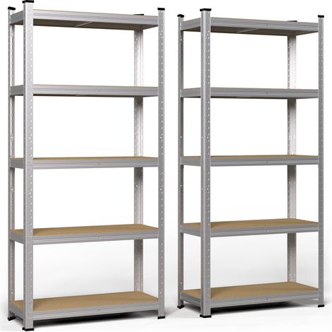 VOUNOT 5-Tier Heavy Duty Shelving Unit Set of 2, 150x70x30 cm, Metal