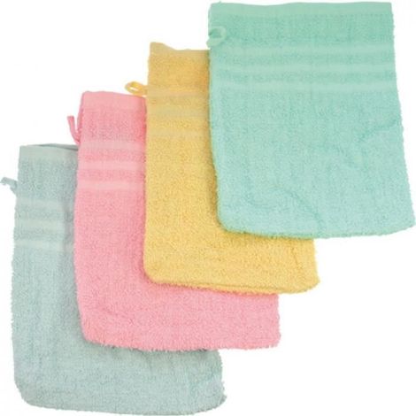 Lot de 10 gants de toilette 100% coton 450g/m2 couleurs assorties (1/2)