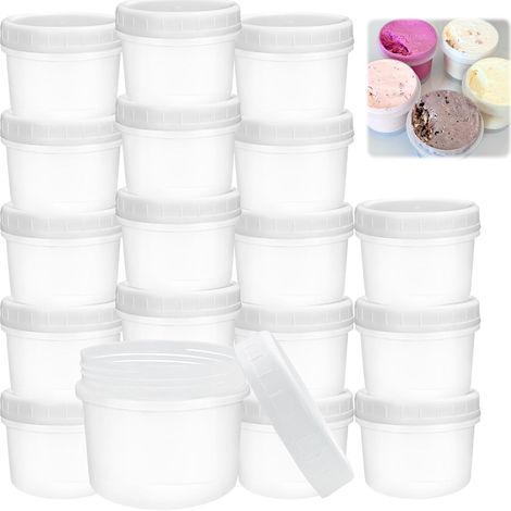Lot de 20 Pots Alimentaires 160ml, Plastique Sans BPA, Couvercles Hermétiques, Récipients Réutilisables, Pour Yaourt Et Repas (1/5)
