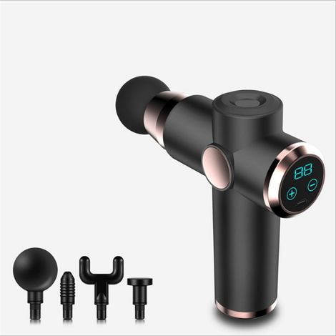 Pistolet de massage, appareil de massage pour le cou, les épaules et le dos avec 22 vitesses, écran tactile LED, massage des tissus profonds, 4 têtes de massage pour le sport/le fitness/la récupératio