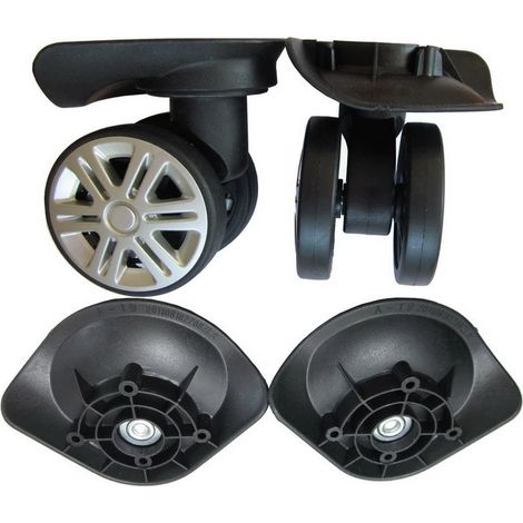 Bagages Roues De Remplacement, 1 Paire A19 Bricolage Remplacement Roues à Bagages Accessoires de réparation Roue Frein muet(Double Row Wheel Bla) (1/4)