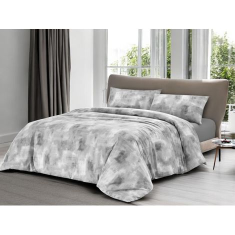 Copripiumino in Cotone Tempo di Dormire Grigio, Made in Italy, Design Astratto, Patella Antiscivolo, Lavabile in Lavatrice Cm. 250x200