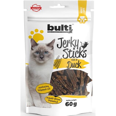 Bulti Trockenfleischsticks Katzenleckerli 60g - Reich an Ente 60g