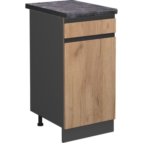Meuble cuisine R-Line, Chêne de force doré, 40 cm , PT Anthracite, Vicco