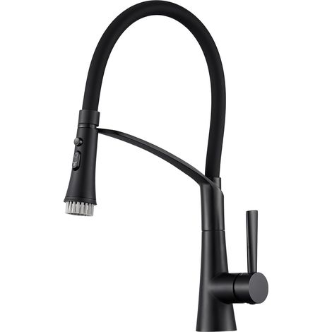 Robinet Cuisine 3 Voies avec Douchette Extractible, Mitigeur 3 Voies Cuisine Pivotant à 360°, Robinetterie Cuisine Eau Potable, Robinet Évier de Cuisine avec Sortie Eau Filtrée,Chrom