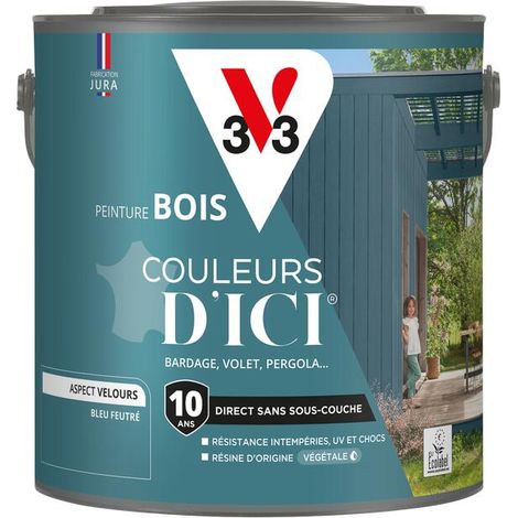 Peinture bois extérieur Couleurs d'Ici® V33 Bleu feutré Velours 2L