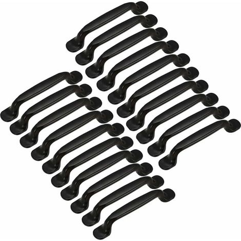 20x Maniglia per porta della cucina, armadio, cassetto, mobili da camera da letto, distanza dal centro 128 mm, alluminio nero (1/4)
