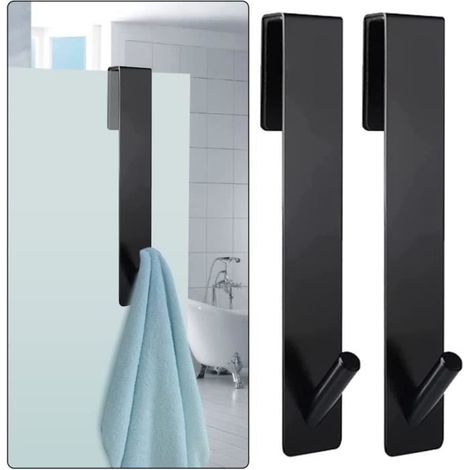 Lot de 2 crochets de porte en acier inoxydable pour paroi de douche sans perçage, crochets au-dessus de porte, porte-serviettes (1/4)