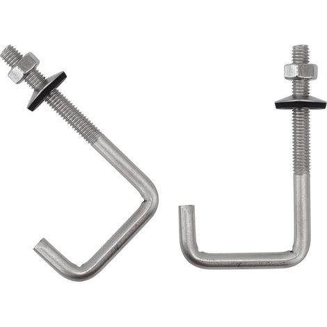 Lot de 10 crochets de toiture M6 x 25 x 75 mm en acier inoxydable 304 avec et écrou pour fixation de tuiles de toit, boulons à crochet de fixation (1/5)