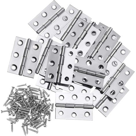 (16 Stück) Kleine Türscharniere, Klappscharniere, Möbelbeschläge, Klavierschranktürbeschläge, mit Schrauben (1,75 Zoll, silber) (1/5)