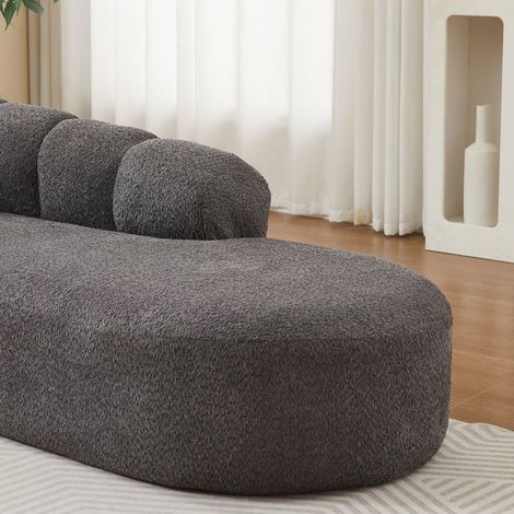 Canapé chaiselongue - SOGEU - Ondulé - Dossier ondulé - Chenille douce - Assise rembourrée (1/5)