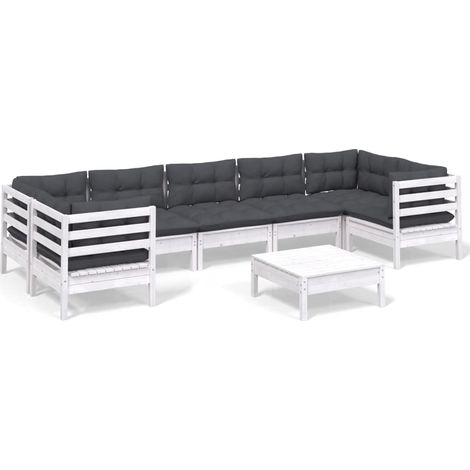 Maison Exclusive - Muebles de jardín 8 pzas con cojines blanco ma