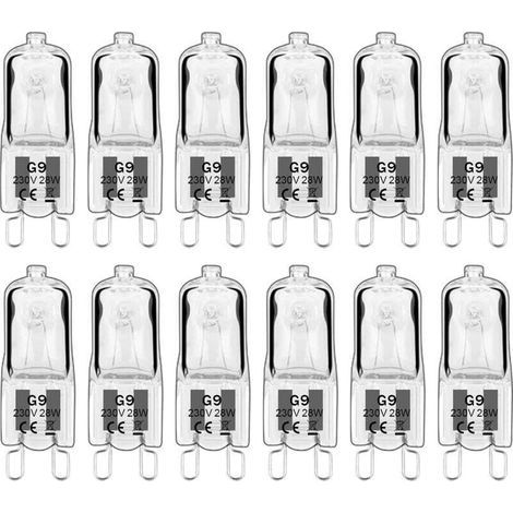 12 pièces G9 Lampes halogènes, ampoules G9 230V 28W 480lm, 2800K blanc chaud, ampoules à capsule dimmable, sans scintillement [Classe énergétique G] (1/5)