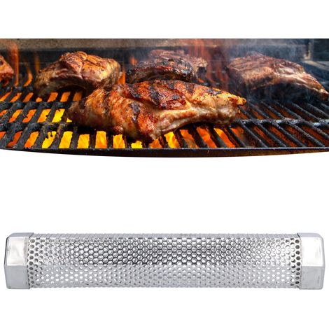 Tube à fumoir Barbecue Smoke Generator Tube Portable en acier inoxydable 304 hexagonale Stable 30.6x5cm pour grillage fumant à hot/cold (1/5)