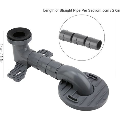 Adaptador flexible para desagüe de inodoro – Conector de tubería de PP gris para desagüe de 110 mm con 3 segmentos ajustables y junta elástica (1/5)