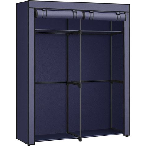 Armario ropero e 140 x 43 x 174 cm portátil con barra para colgar ropa plegable perchero guardarropa dormitorio estudio azul 120004005 (1/5)