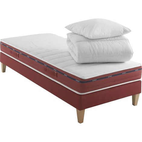 Ensemble matelas 100% latex, sommier, pieds, couette et oreiller Crépuscule 500 - SOMEO 100x190 (1/5)