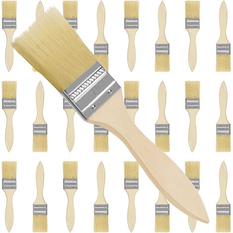 QAZQA Pinceaux Peinture Mur (Lot de 24) Largeur Brosse 38,1 mm Taille Totale 17,5 cm - Pinceau Plat Peinture Pro Parfait pour la Peinture sur Ecailles, Silicone, Gesso, Teintures, Vernis, Colles (1/5)