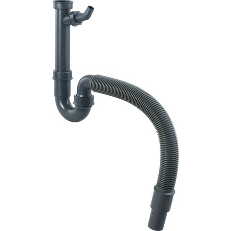 Cornat Sifone Tubolare per lavabo, Tubo Flessibile di Scarico e Collegamento per dispositivi, Realizzato in plastica Riciclata, Confezione riciclabile / T353304R, Grigio, 1 1/2 Zoll x 40 mm (1/5)