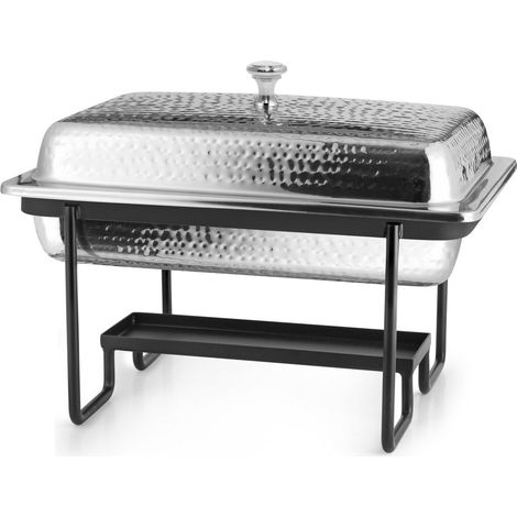 Chafing Dish Rectangulaire Chauffe-Plat en Acier Inoxydable Martelé 4 L 40 cm - PANGIVO (1/2)