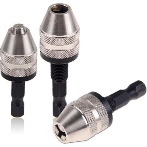 sans clé Mini 3-jaw Mandrin Tournevis adaptateur avec changement rapide 1/10,2 cm Tige hexagonale pour tenir Queue cylindrique 0.3-3.6 mm (1/5)