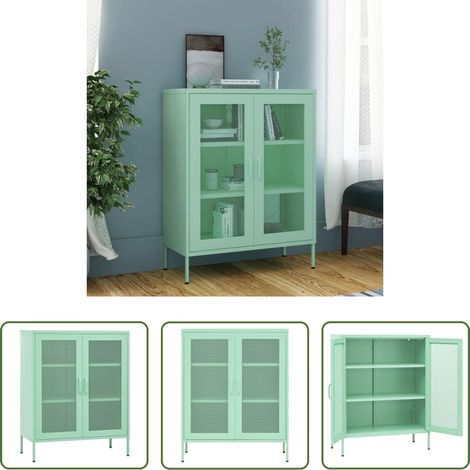 Armoire latérale -  Armoire de rangement Vert menthe 80x35x101,5 cm Acier (1/5)