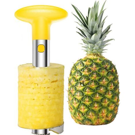 Éplucheur d'ananas SameTech en acier inoxydable, outil pour la maison et la cuisine avec lame tranchante pour découper les fruits en dés. (1/4)