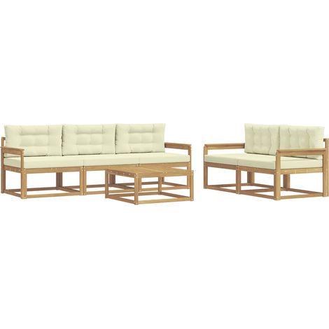 Set di divani da esterno con cuscino 6 pcs Bianco e Crema vidaXL (1/5)