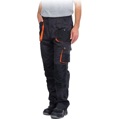 REIS FORECO-T SBP62 Pantaloni da Lavoro per Uomo, Protettivi, Antitaglio, Cargo, 80% Poliestere 20% Cotone, Acciaio-Nero-Arancione, Taglia 62