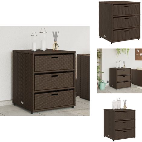 Gartenschrank Braun 55x59x69 cm Poly Rattan - Outdoor-Schrank - Gartenschrank - Stauraumsschrank - Gartenorganisation - Rattan-Schrank (1/5)