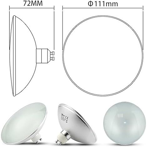 HiBay 2er-Pack GU10 AR111 LED-Strahler - 9 W - Ersetzt 75-W-Halogenlampen - 800 lm - 3000 K - 120° - Warmweiß - Für Restaurants, Kantinen, Wohnzimmer [Energieklasse F] (1/5)
