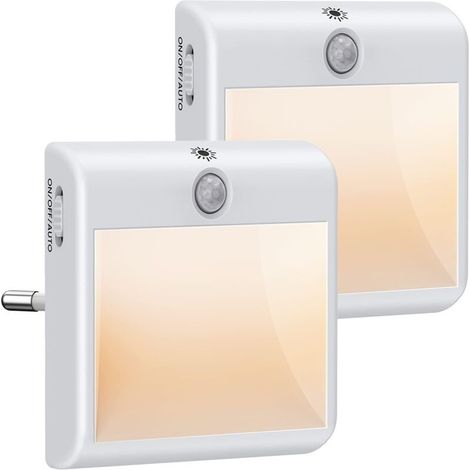 Veilleuse Enfant LED, Veilleuse Prise Electrique Dimmable Plug & Play avec Détecteur de Mouvement et de Lumière, Lampe Nuit Blanc Chaud pour Chambre[Lot de 2] (1/5)