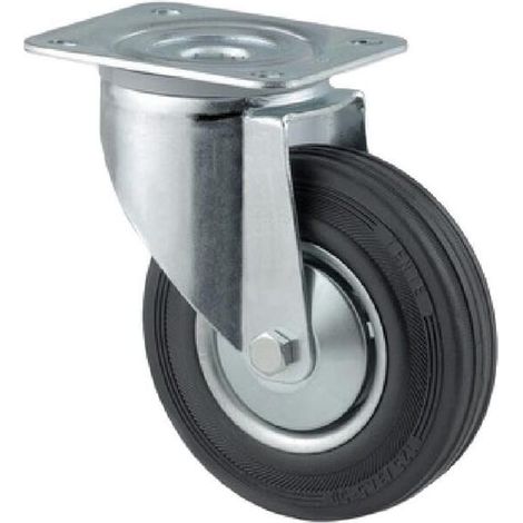 Roulettes pivotantes à bandage en caoutchouc noir TENTE 3470DVJ100P62 (1/2)
