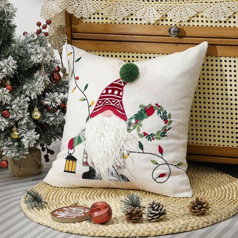 1 Pièce Taie d'oreiller de Noël, Housse d'oreiller en Faux Lin, Housse de Coussin Décorative Confortable (1/5)