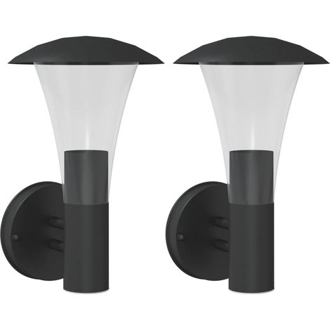 Juego de 2 elegantes apliques de exterior 17,5 x 17,5 x 28 cm en acero inoxidable negro 020056560 (1/5)