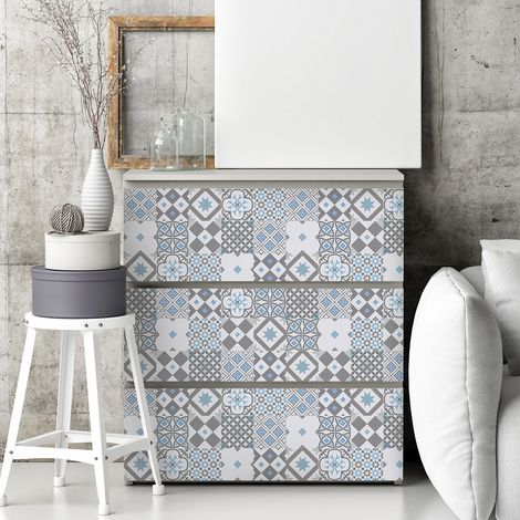 Stickers adhésif décoration Meuble - 60 STICKERS CARREAUX DE CIMENT MEUBLE AUTHENTIQUES LEONITA - 60stickers10x10cm (1/5)