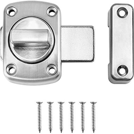 Loquet Rotatif de Porte Loquet Tournant Verrou de Porte Interieure, Loquet pour Porte Salle de Bains Chambre Toilette, Argent (1/5)