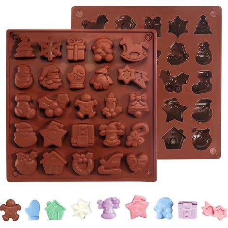 Schokoladenform, Pralinenform, Silikon, 2er-Set, Silikonform, Weihnachtsschokoladenform, tiefe Silikonform, zur Herstellung von Pralinen. (1/4)