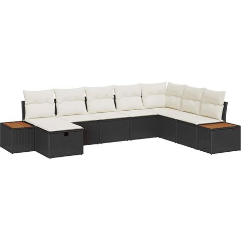 Maison Exclusive - Set Divano da Giardino con cuscino Nero polyrattan