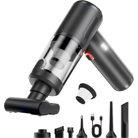 Aspirateur à Main, 20 KPA Aspirateur à Main sans Fil, 3 en 1 Mini Aspirateur de Voiture avec Moteur sans Balais, 3 Niveaux d'Aspiration, Voyant de Batterie, pour Maison/Voiture/Animaux (1/5)