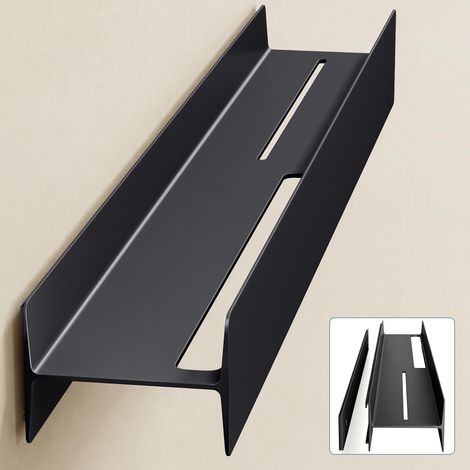 Mai & Mai Étagère Murale de Rangement en Almélec Porte-Serviettes au Mur Support Rangement à Poser à Susprendre pour Salle de Bain Cuisine Noir Mat 80×11×8 CM Reglo-03 (1/5)