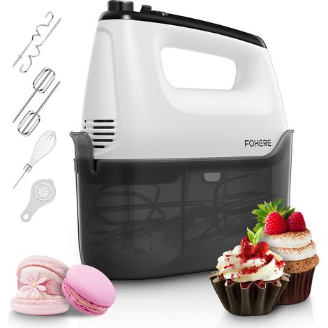 Batteur Main Électrique 400W FOHERE, 6 Vitesses Turbo, Silencieux avec Boîte de Rangement Blanc (1/5)