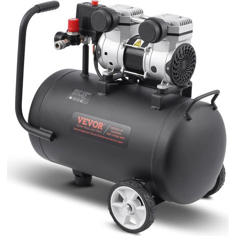 VEVOR Compressore deAria, Serbatoio in Acciaio 30 L Compressore deAria Senza Olio, Compressore Portatile Ultra Silenzioso da 80 dB per Riparazioni Auto, Gonfiaggio Pneumatici, Verniciatura a Spruzzo (1/5)